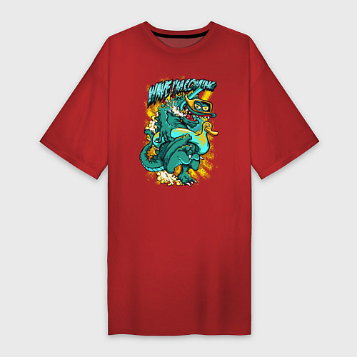 Женская футболка-платье Монстр в подводной маске / Красный – фото 1