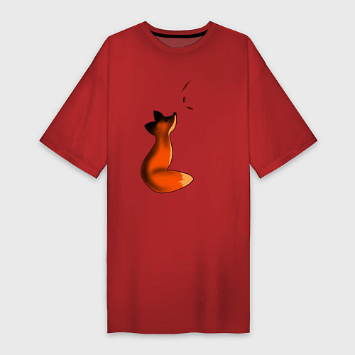 Женская футболка-платье Лисёнок / Красный – фото 1