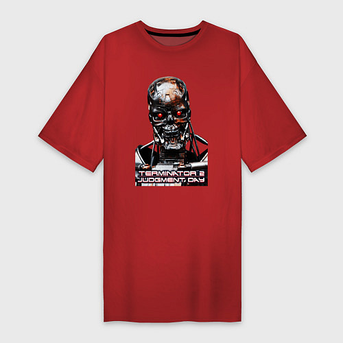 Женская футболка-платье Terminator T-800 / Красный – фото 1