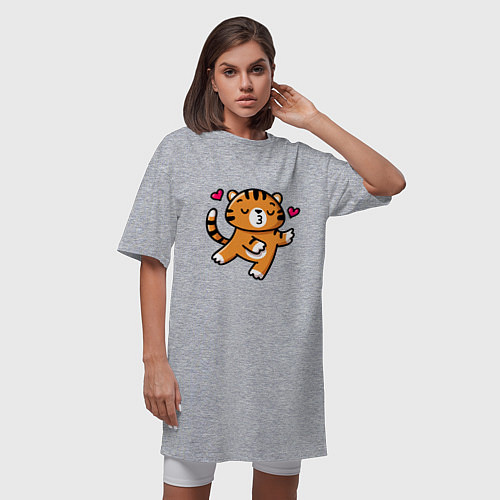 Женская футболка-платье Влюбленный тигр / Меланж – фото 3