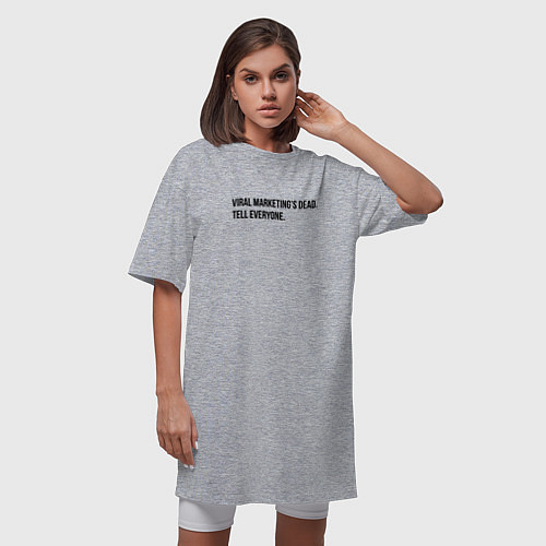 Женская футболка-платье Viral marketing is dead / Меланж – фото 3