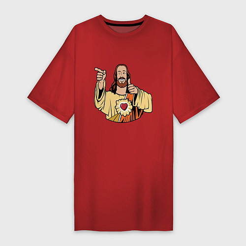 Женская футболка-платье Dogma - smile Jesus like / Красный – фото 1