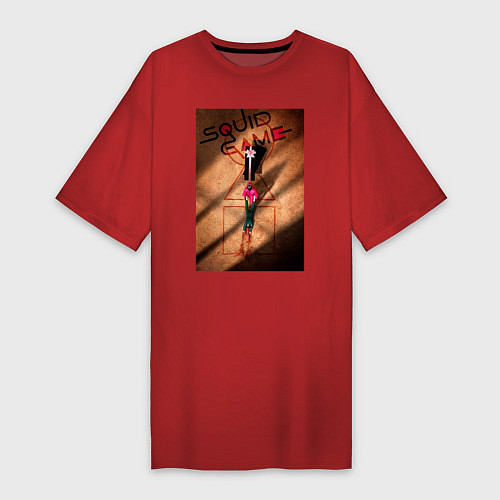 Женская футболка-платье Игра в кальмара: Постер / Красный – фото 1