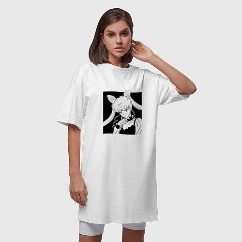 Женская футболка-платье Таинственный взгляд Сейлор мун / Белый – фото 3