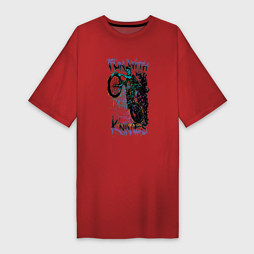 Женская футболка-платье Man riding bicycle / Красный – фото 1