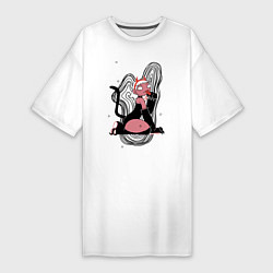 Женская футболка-платье Halloween devil kitty girl 2021