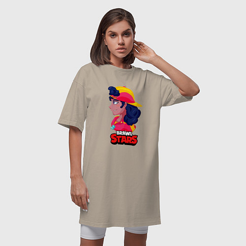 Женская футболка-платье Meg Brawl Stars - Фанатский рисунок / Миндальный – фото 3