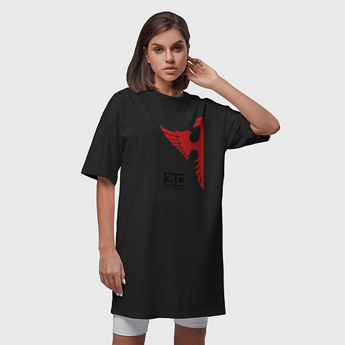 Женская футболка-платье 30 Seconds to Mars красный орел / Черный – фото 3