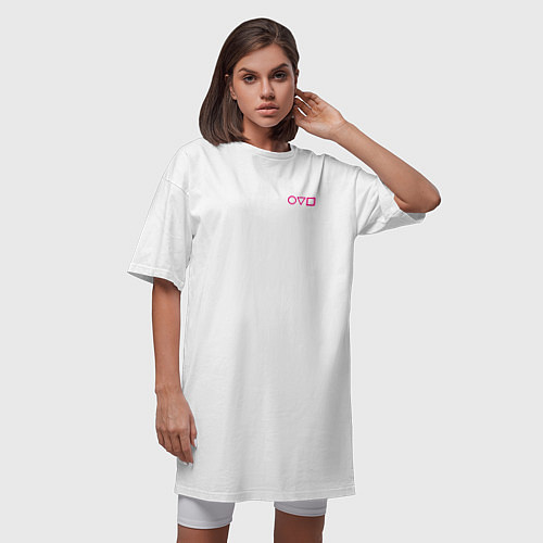 Женская футболка-платье Игра в кальмара 2021 / Белый – фото 3