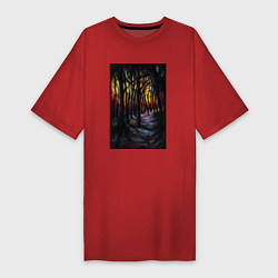 Женская футболка-платье Деревья в ночи