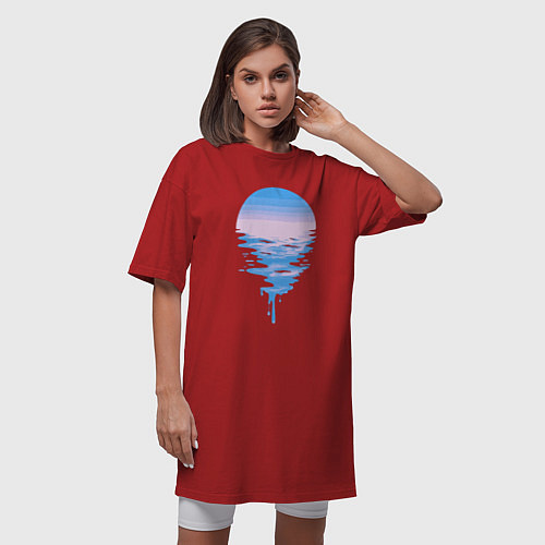 Женская футболка-платье Луна море / Красный – фото 3