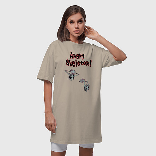 Женская футболка-платье Angry skeleton / Миндальный – фото 3