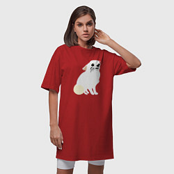 Футболка женская-платье Шкодливый Чихуахуа, цвет: красный — фото 2