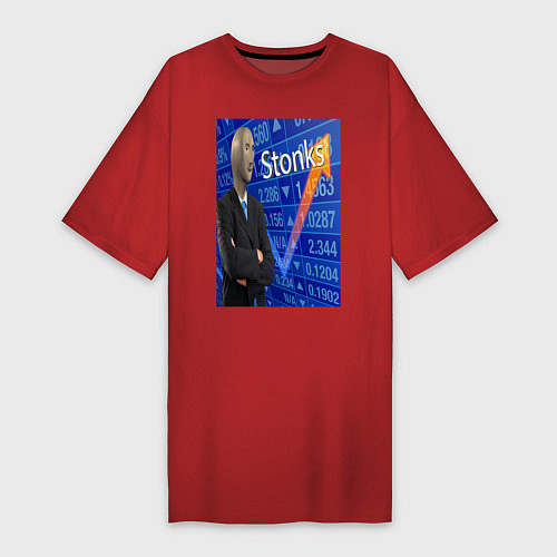 Женская футболка-платье Stonks, investor / Красный – фото 1