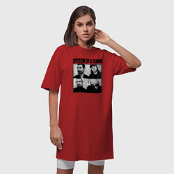 Футболка женская-платье Участники группы System of a Down, цвет: красный — фото 2