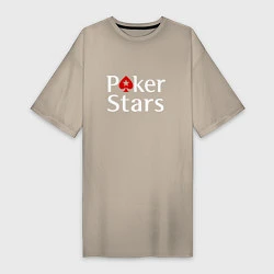 Футболка женская-платье PokerStars логотип, цвет: миндальный