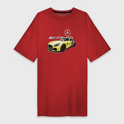 Футболка женская-платье Mercedes V8 BITURBO AMG Motorsport, цвет: красный