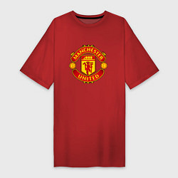 Футболка женская-платье Манчестер Юнайтед логотип, цвет: красный