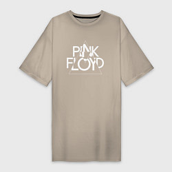 Футболка женская-платье PINK FLOYD LOGO ПИНК ФЛОЙД ЛОГОТИП, цвет: миндальный