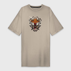 Женская футболка-платье Angry Tiger watercolor
