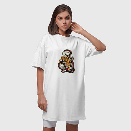 Женская футболка-платье Змея и Тигр / Белый – фото 3