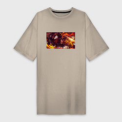 Женская футболка-платье Взгляд Ренгоку Клинок рассекающий демонов