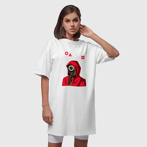 Женская футболка-платье ИГРА В КАЛЬМАРА SQUID GAME ART / Белый – фото 3