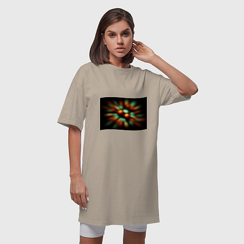 Женская футболка-платье Вспышка света в виде ярких линий / Миндальный – фото 3