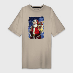 Женская футболка-платье Santa Claus shines a lantern