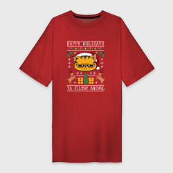 Женская футболка-платье Christmas Cat