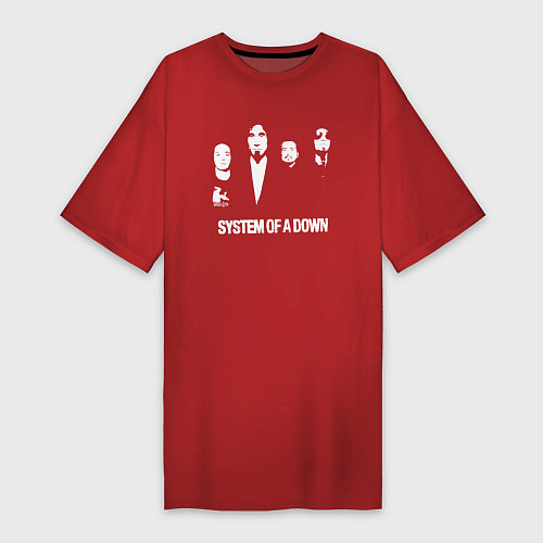 Женская футболка-платье Состав группы System of a Down / Красный – фото 1