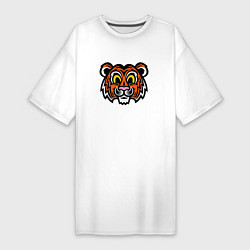 Женская футболка-платье Голова забавного тигра