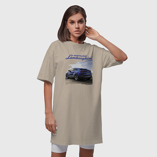 Женская футболка-платье Lamborghini Urus Sport / Миндальный – фото 3