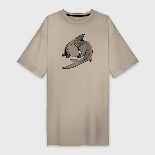 Женская футболка-платье Спящая акула / Миндальный – фото 1