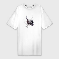 Женская футболка-платье Череп Брызги краски