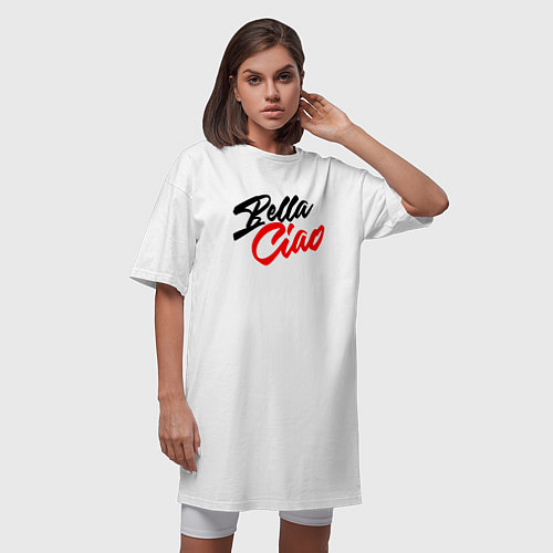 Женская футболка-платье БУМАЖНЫЙ ДОМ BELLA CIAO! / Белый – фото 3
