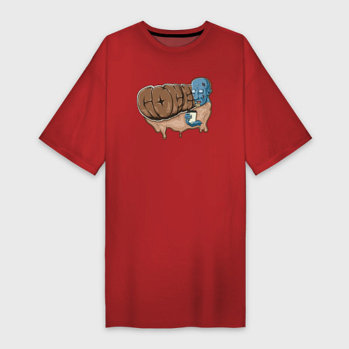 Женская футболка-платье Кофейный зомби граффити / Красный – фото 1