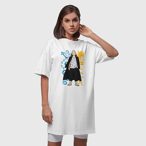 Женская футболка-платье МАЙКИ, ТОКИЙСКИЙ МСТИТЕЛИ DRAKEN TATTOO / Белый – фото 3