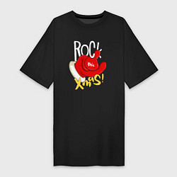 Футболка женская-платье Red mittens Rock this xmas, цвет: черный