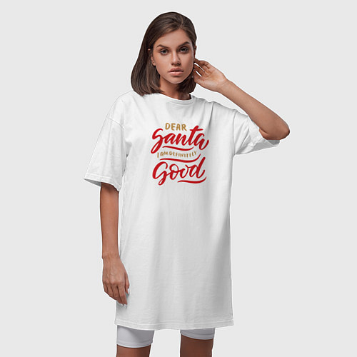 Женская футболка-платье Dear Santa Iam definitely Good / Белый – фото 3