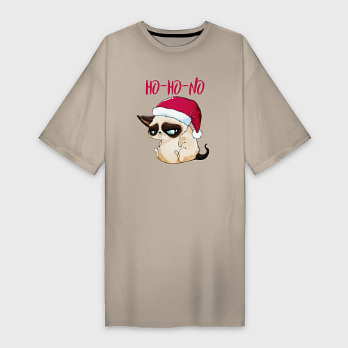 Женская футболка-платье Ugly cat Ho-Ho-No / Миндальный – фото 1