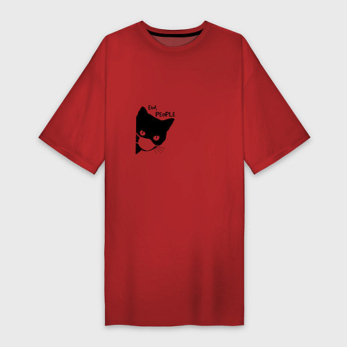 Женская футболка-платье Кот в маске / Красный – фото 1