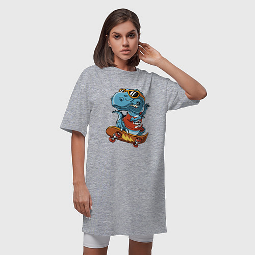 Женская футболка-платье The dinosaur Skater / Меланж – фото 3