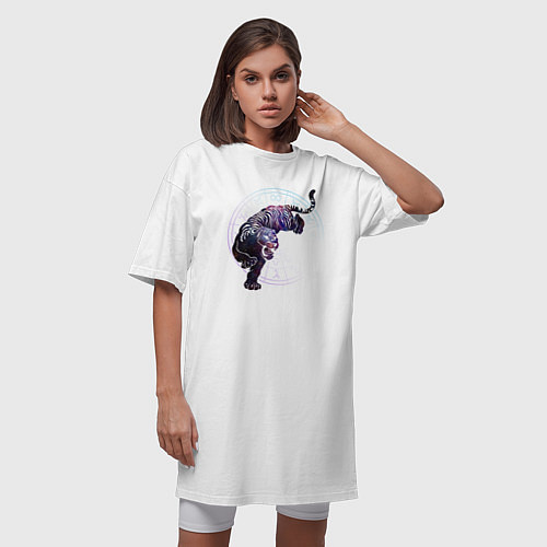 Женская футболка-платье Символ 2022 года - ТИГР / Белый – фото 3
