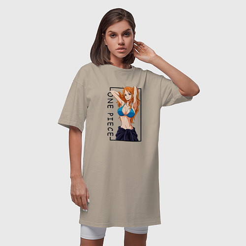 Женская футболка-платье Нами Ван Пис / Миндальный – фото 3