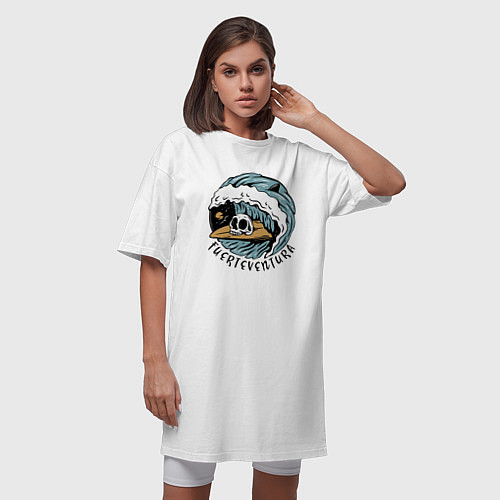 Женская футболка-платье Fuerteventura - surfing / Белый – фото 3