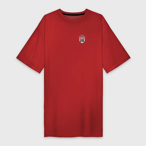 Женская футболка-платье ФК ХИМКИ большой логотип на спине / Красный – фото 1