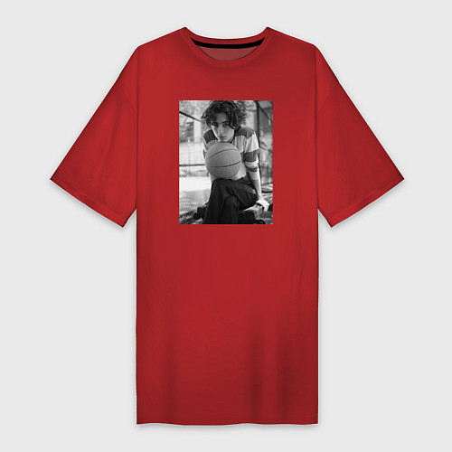 Женская футболка-платье Невероятный Тимоти Шаламе / Красный – фото 1