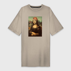 Женская футболка-платье Dont Worry Be Happy Мона Лиза