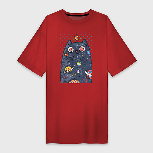 Женская футболка-платье Лунный КотЭ / Красный – фото 1